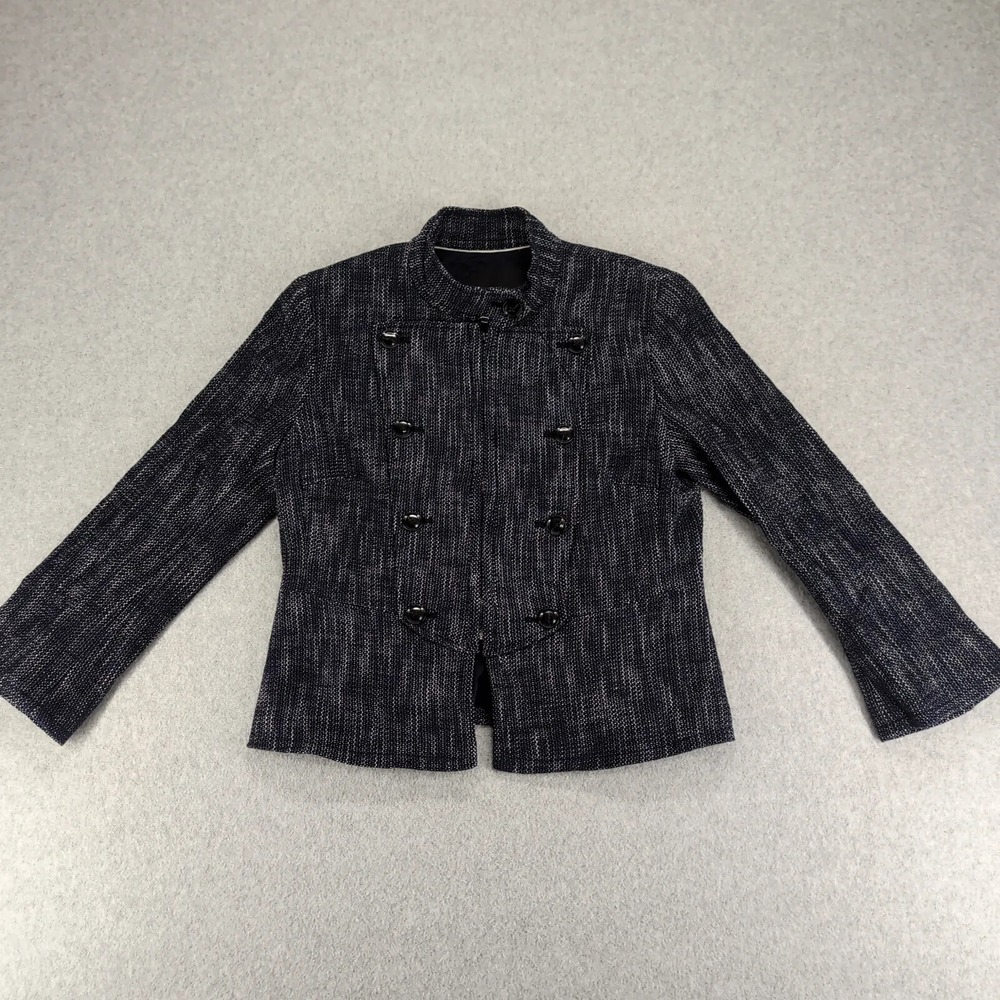 Banana Republic Jacket Womens 4 Petite Blue Military Jacket Full Zip Blazer Prep
